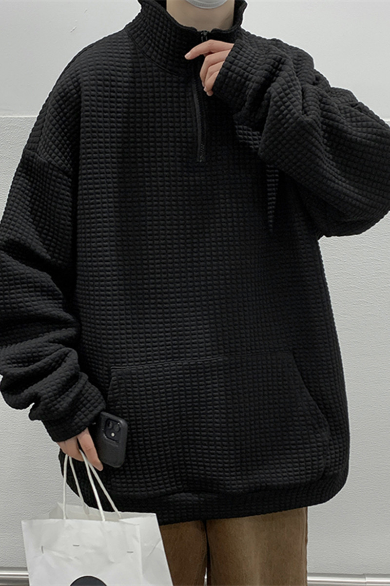 @港风2025春季新款华夫格卫衣男宽松立领套头上衣WY131-P40,男装卫衣,星座223（原229-2）