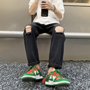@港风 夏季膝盖破洞牛仔裤男潮牌直筒裤NZ256-P40图片