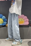 @港风秋装牛仔裤休闲提花个性阔腿裤男女NZ190-P48，男装牛仔裤，星座223（原229-2）