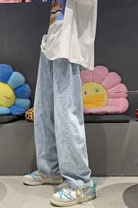@港风    秋装牛仔裤休闲提花个性阔腿裤男女 NZ190-P48图片
