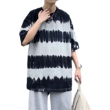 @港风条纹短袖青少年扎染宽松男生夏季五分袖T恤DT11-P30，男装T恤，星座223（原229-2）