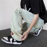 @港风2025新款黄泥色垂感拖地裤夏季薄款牛仔裤NZ249-P55，男装牛仔裤，星座223（原229-2）