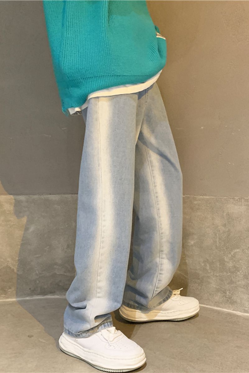 @港风慵懒风拉链牛仔裤男宽松直筒新款渐变长裤NZ174-P45,男装牛仔裤,星座223（原229-2）