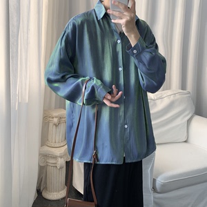 冰丝长袖衬衫男薄款春季炫彩色发型师长袖衬衫男 C2023/P45图片
