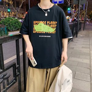 @港风 卡通印印短袖T恤男夏季纯棉打底半袖DT18-P25图片