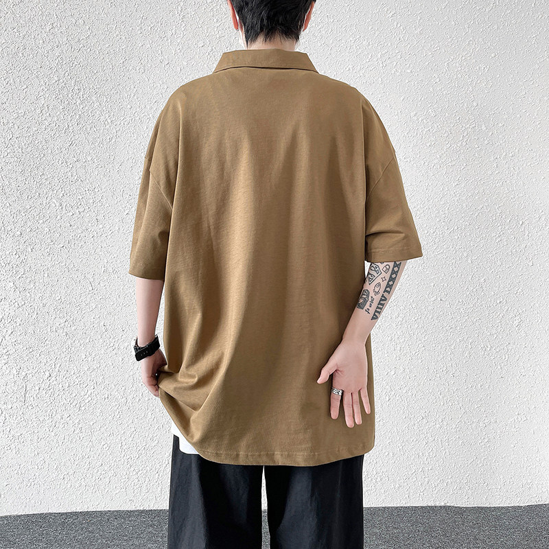 @港风纯棉日系翻领短袖T恤男士POLO衫DT23-P40,男装T恤,星座223（原229-2）