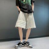@港风篮球外穿五分裤宽松条纹拼接短裤潮男大裤衩DK068-P30，男装牛仔裤，星座223（原229-2）