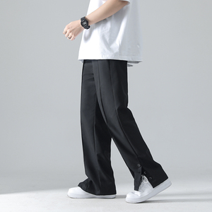 @港风 裤脚纽扣开衩休闲西裤男小众设计感直筒裤NZ253-P45图片