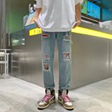 @港风直筒哈伦阔腿裤坠感裤子男韩版潮流牛仔裤NZ248-P40，男装牛仔裤，星座223（原229-2）