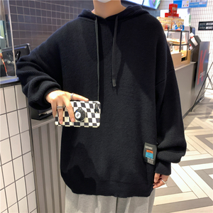 @港风 连帽针织衫毛衣男秋冬慵懒风宽松线衣21M29-P50图片
