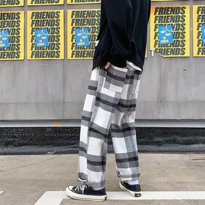 @港风 2025春季新款格子休闲裤男宽松直筒潮流百搭 NZ231-P45图片