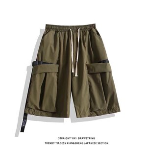 @港风  白底 夏季短裤男士多口袋工装五分裤潮牌ins DK045-P35图片