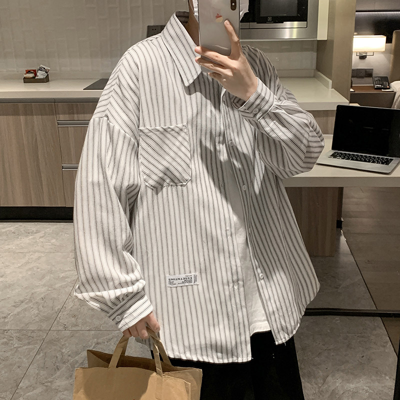 @港风条纹衬衫男长袖潮流百搭春秋新款上衣CS109-P32,男装衬衫,星座223（原229-2）
