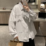 @港风条纹衬衫男长袖潮流百搭春秋新款上衣CS109-P32，男装衬衫，星座223（原229-2）