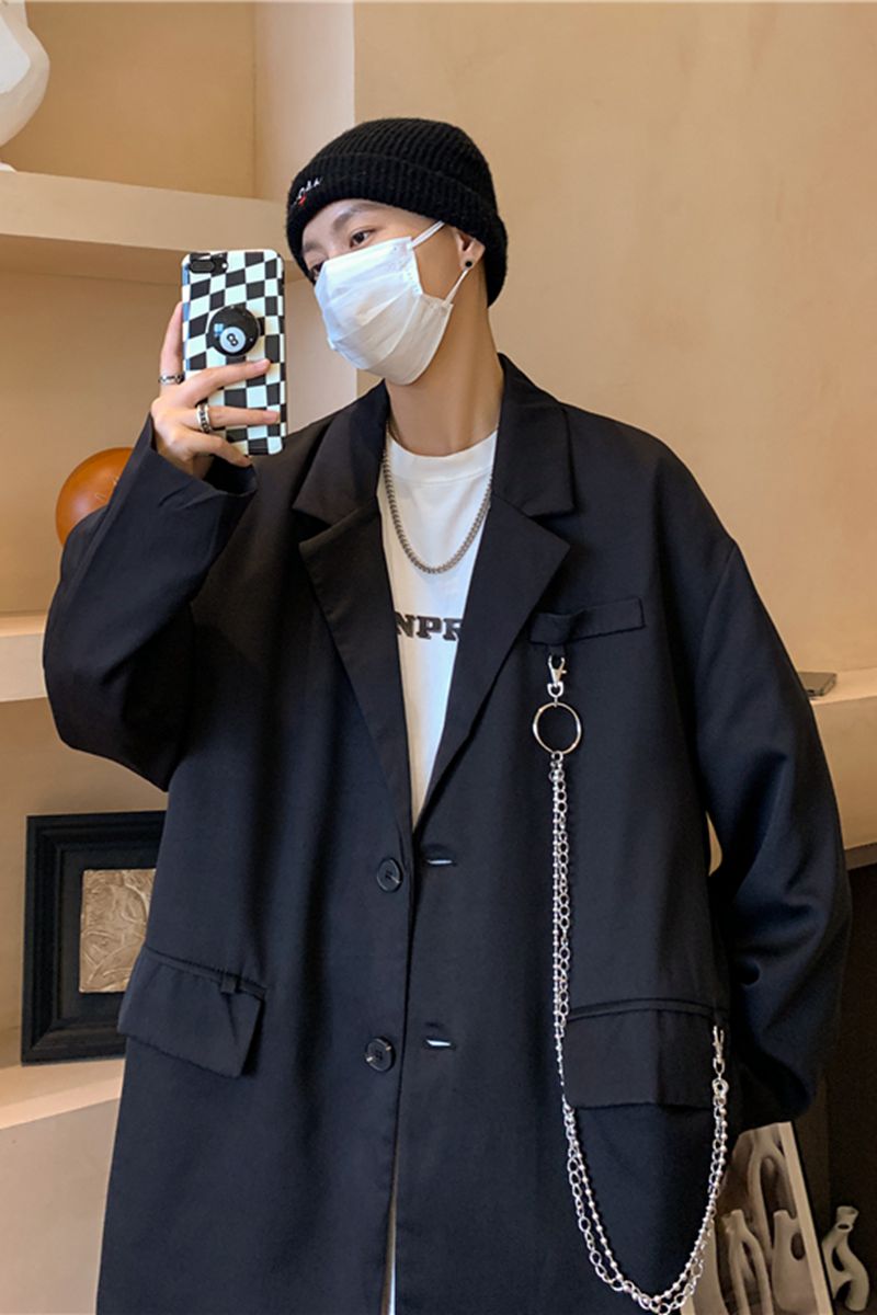 @港风炸街西装男链条设计感休闲西服冷淡风外套XF6512-P60,男装西服套装,星座223（原229-2）