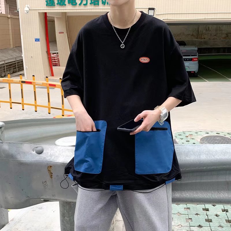 @港风嘻哈短袖T恤夏装酷酷上衣男女港味口袋半袖DT06-P35,男装T恤,星座223（原229-2）