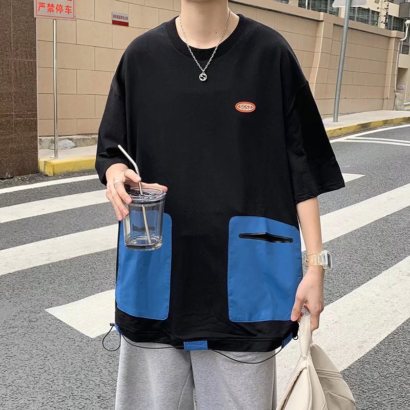 @港风嘻哈短袖T恤夏装酷酷上衣男女港味口袋半袖DT06-P35,男装T恤,星座223（原229-2）