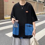 @港风嘻哈短袖T恤夏装酷酷上衣男女港味口袋半袖DT06-P35，男装T恤，星座223（原229-2）
