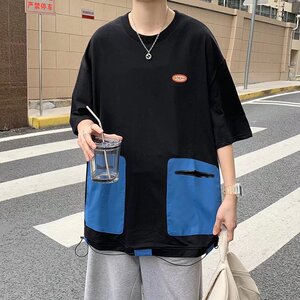 @港风   嘻哈短袖T恤夏装酷酷上衣男女港味口袋半袖 DT06-P35图片