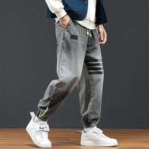 @日系大码 M-4XL 四条杠渐变色牛仔裤男宽松直筒束脚裤NZ193-P50图片