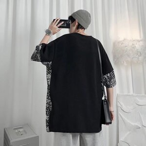 @港风 拼接民族风夏季短袖T恤宽松潮男半袖 DT05-P25图片