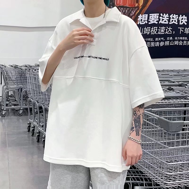 @港风翻领polo衫短袖T恤男潮牌夏季潮流简约DT25-P40,男装T恤,星座223（原229-2）