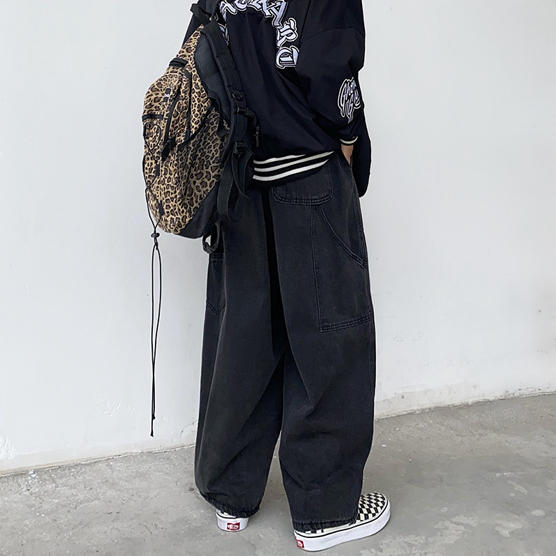 @港风2025新款男潮牌街头嘻哈阔腿裤加大码宽松牛仔裤NZ228-P55,男装牛仔裤,星座223（原229-2）