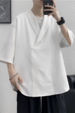 @港风男士V领短袖衬衫冰感五分袖衬衣夏季汉服CS116-P40，男装T恤，星座223（原229-2）