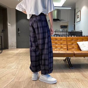 @港风  夏季潮牌ins直筒格子裤长裤阔腿裤 NZ273-P40图片