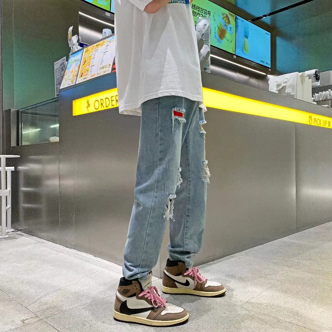 @港风直筒哈伦阔腿裤坠感裤子男韩版潮流牛仔裤NZ248-P40,男装牛仔裤,星座223（原229-2）