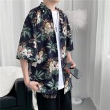 @港风青少年夏季碎花短袖衬衫冰丝宽松CS117-P30，男装T恤，星座223（原229-2）