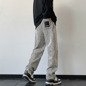 M-5XL大码春季新款黑白条纹宽松休闲裤直筒裤卫裤 K03-P65图片