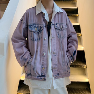 @港风 港风ins扎染牛仔外套男宽松韩版潮百搭夹克JK302-P65图片