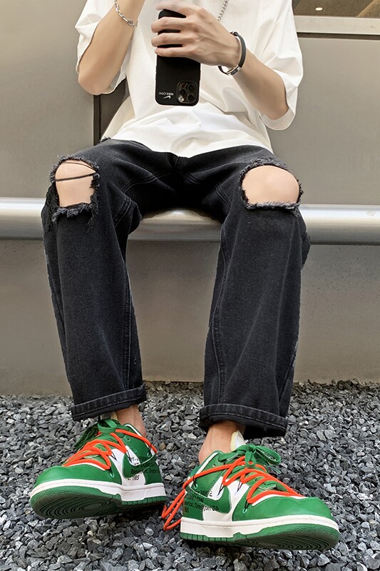 @港风夏季膝盖破洞牛仔裤男潮牌直筒裤NZ256-P40,男装牛仔裤,星座223（原229-2）