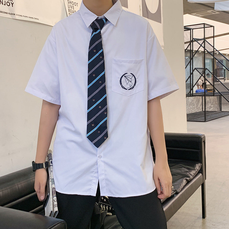 @港风学院风短袖衬衫男夏季新款jk衬衣班服送领带CS122-P35,男装T恤,星座223（原229-2）