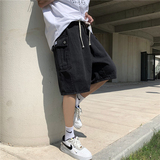 @港风大口袋工装牛仔短裤潮男夏季宽松阔腿裤五分裤DK063-P45，男装牛仔裤，星座223（原229-2）