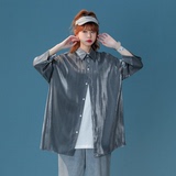 中性風(fēng)男女夏季冰絲炫彩漸變七分袖襯衫男女大碼C2219/P45，女裝襯衫，星座223（原229-2）