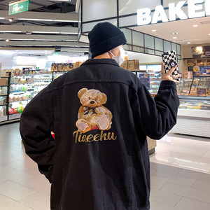 @港风 工装牛仔夹克男小熊刺绣外套M-5XL，JK305-65图片
