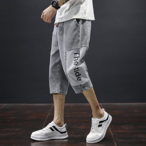 日系拼色字母印花七分牛仔裤男大码夏季 DH2020/P50，男装牛仔裤，星座223（原229-2）