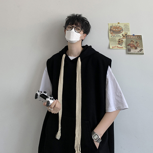 @港风 连帽无袖男潮牌背心T恤夏季新款DT22-P30图片