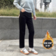 加厚九分直筒裤 女黑色高腰烟管 加绒牛仔裤 minibrand2025冬季 新款