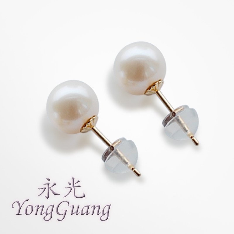 18K金天然淡水珍珠耳钉