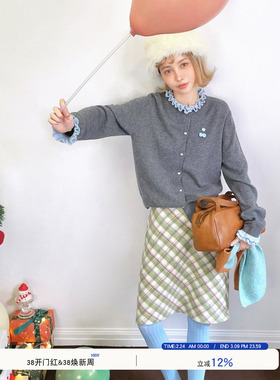 milktina定制丨不想上班撞色灰色羊毛开衫韩版连帽毛衣女「3色」