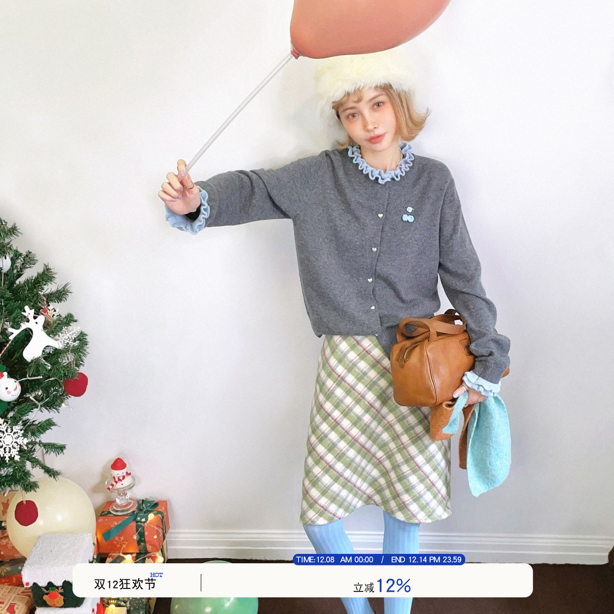 milktina定制丨不想上班撞色灰色羊毛开衫韩版连帽毛衣女「3色」