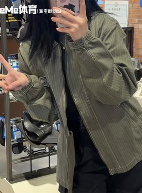 阿迪达斯三叶草男装2025春新款翻领工装风条纹休闲运动夹克JP4484