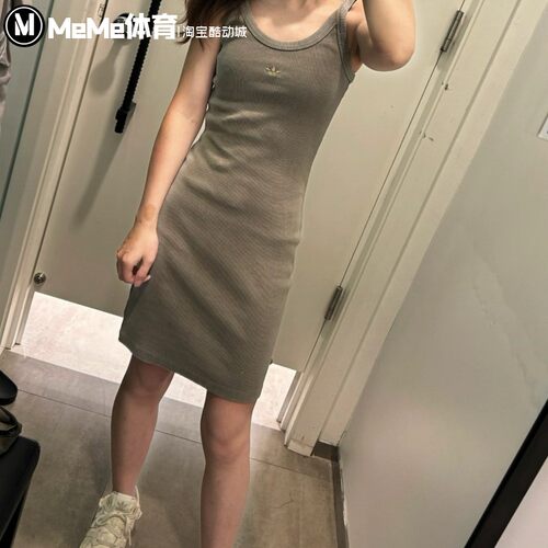 阿迪达斯三叶草女子2025夏季款修身包臀辣妹休闲吊带连衣裙JC7550