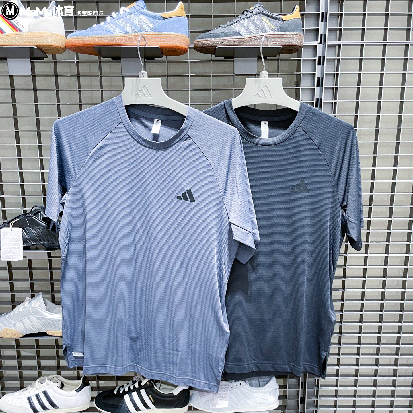 阿迪达斯男装短袖2026夏款青灰色速干训练运动上衣健身服 KS5576