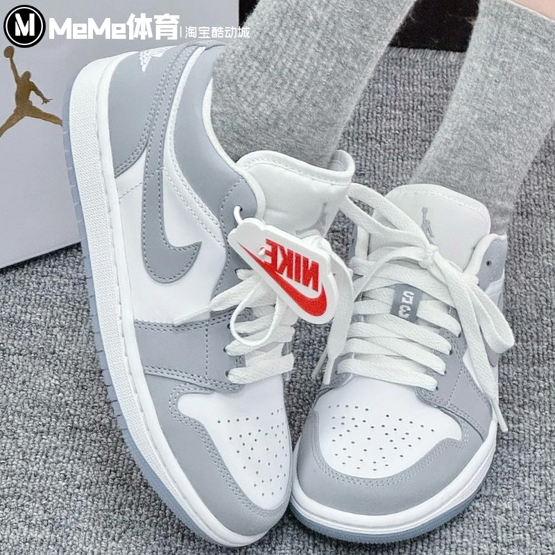 耐克女鞋2025秋季新品清爽灰白撞色AJ1运动休闲鞋板鞋 DC0774-105