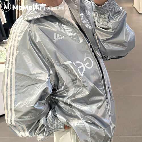 阿迪达斯三叶草女装2025秋款金属亮泽感可拆卸宽大夹克外套KE9784