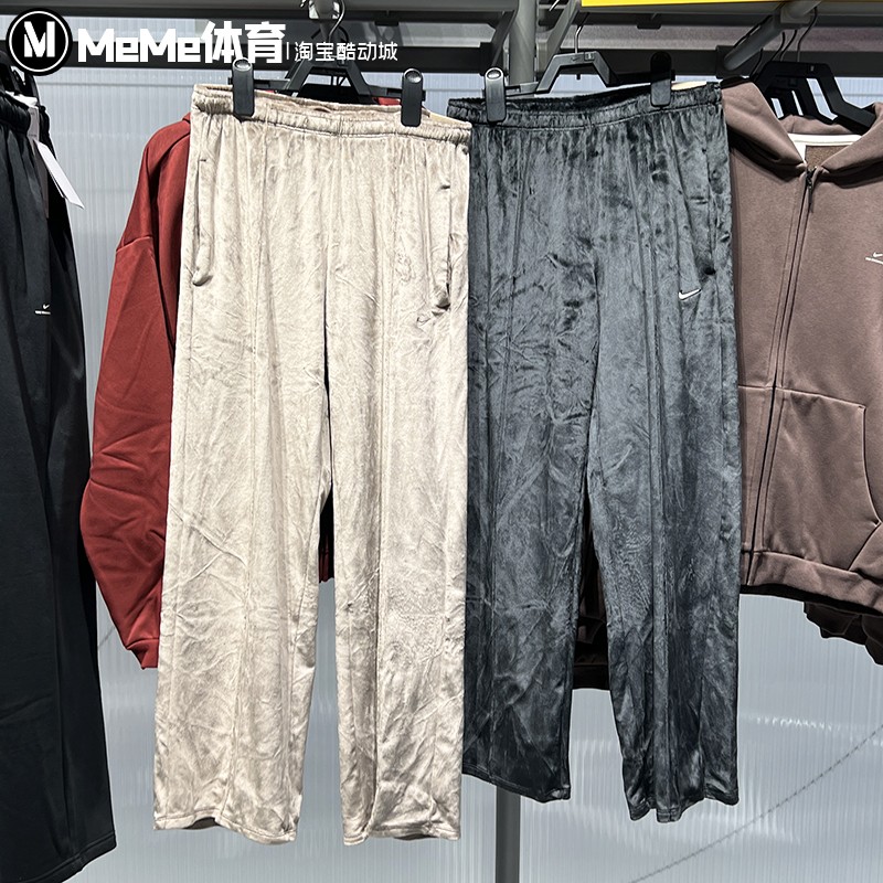 耐克女裤2025冬季舒适灯芯绒户外运动休闲宽松直筒长裤HJ0923-233
